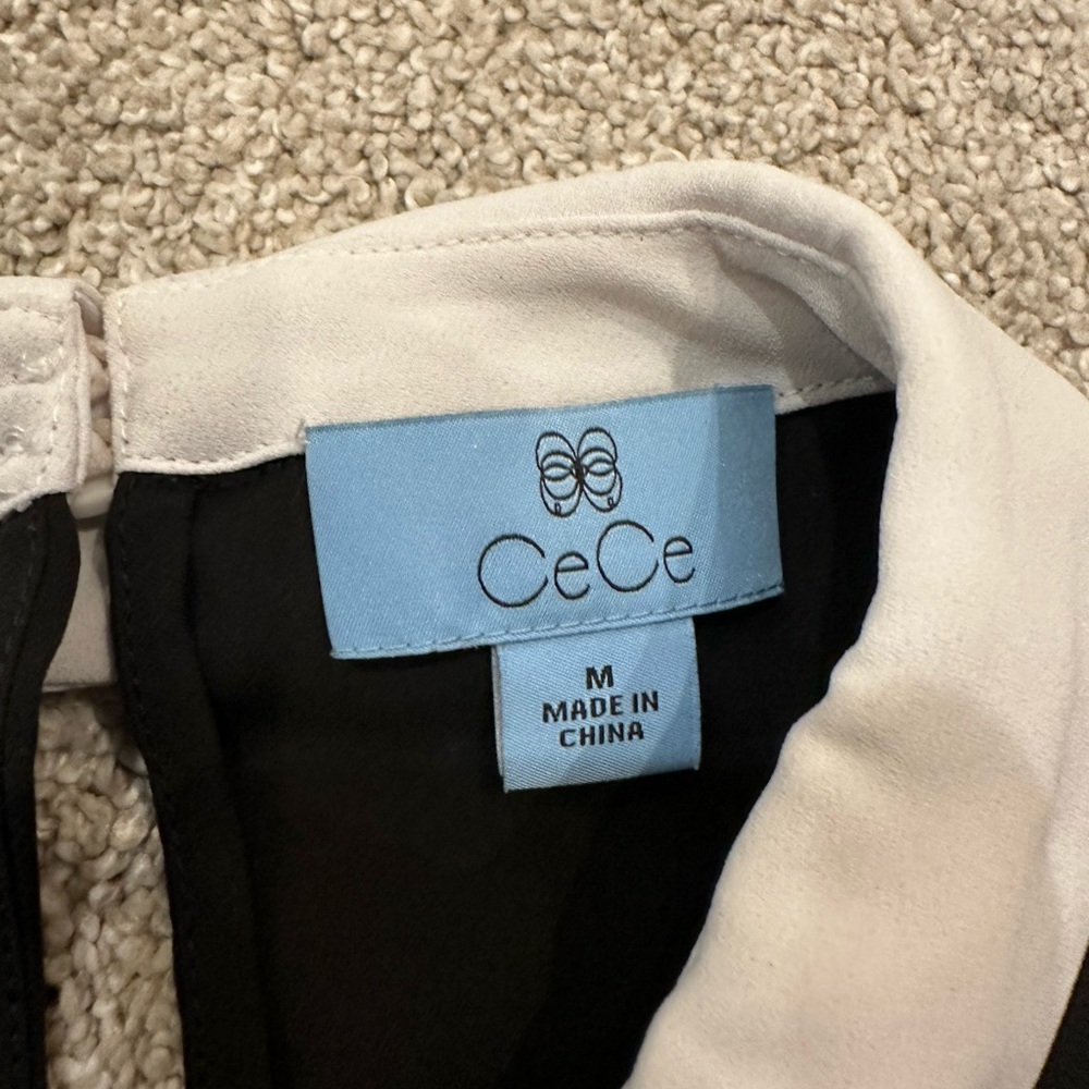 Cece Blouse Black White Collared Professional Shi… - image 3